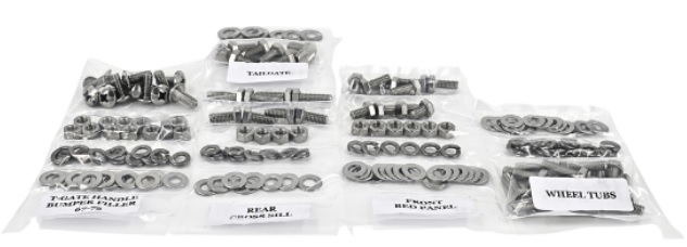 67-72 GM Truck Long Fleet Metal Floor Bed Bolt Kit Unpolished Stainless Hex Head